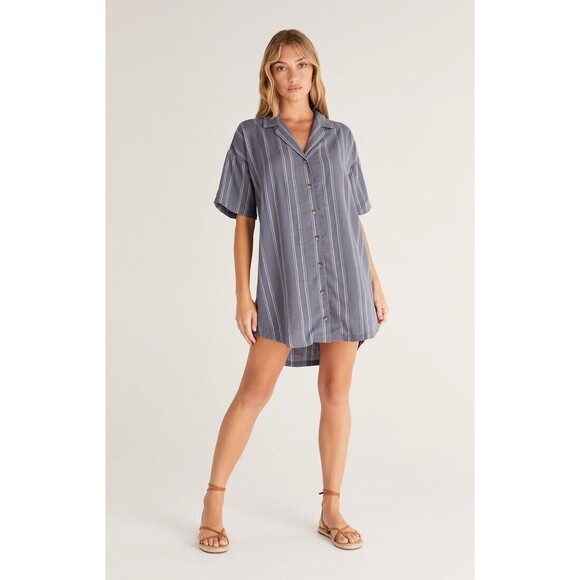 Z Supply Blue Striped Shirt Dress - Picture 3 of 16